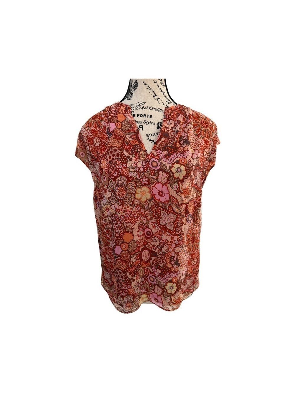 Rachel Rachel Roy Floral Retro Vibes Lined Blouse NWT Size XS